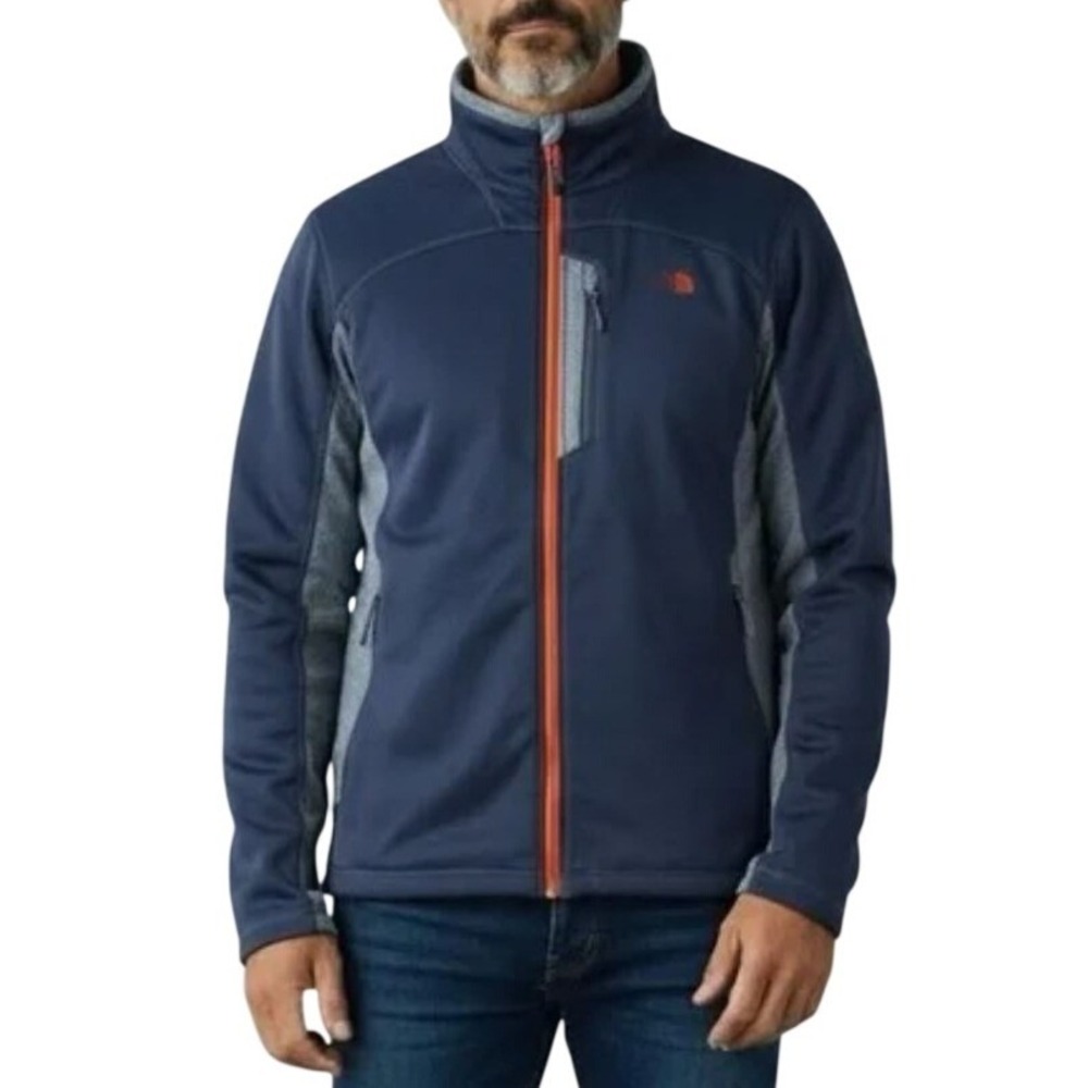 THE NORTH FACE Cinder Tenacious Full Zip Fleece Jacket Blue‎ Orange Mens Sz L